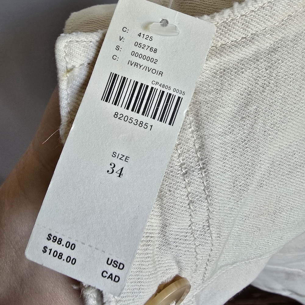 Anthropologie NWT Pilcro The Kit High Rise Utility Denim Ivory Hemp Shorts SZ 34 - Picture 10 of 11